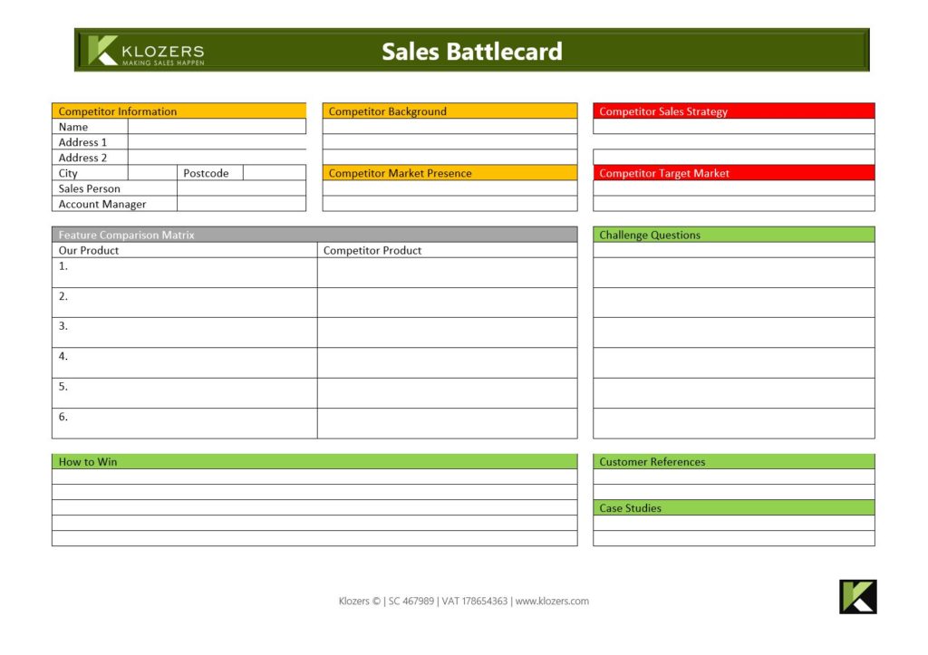 Sales Tools - Sales Battlecard