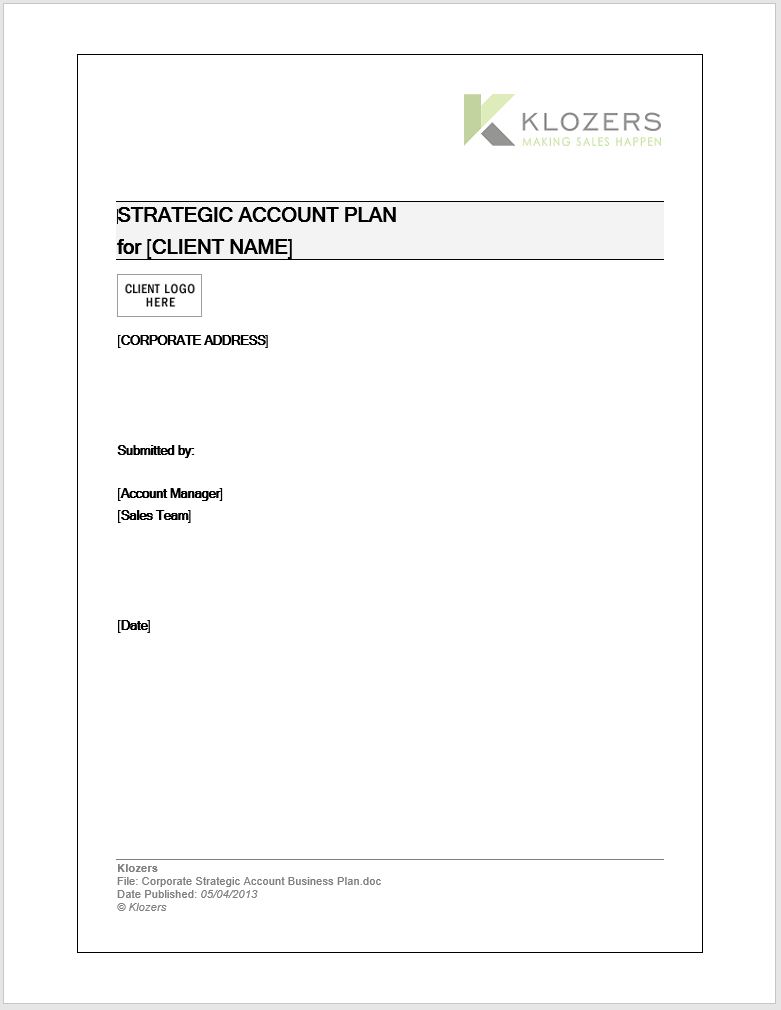 B2B Sales tools - Key Account Management Plan Template