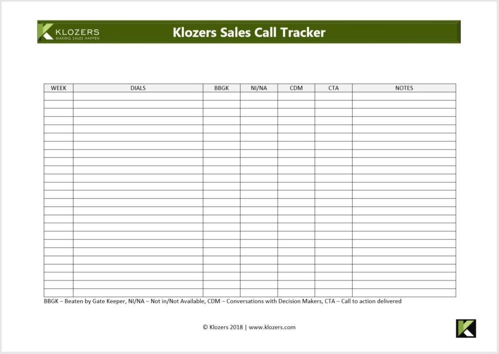 B2B Sales tools - Sales Call Tracker