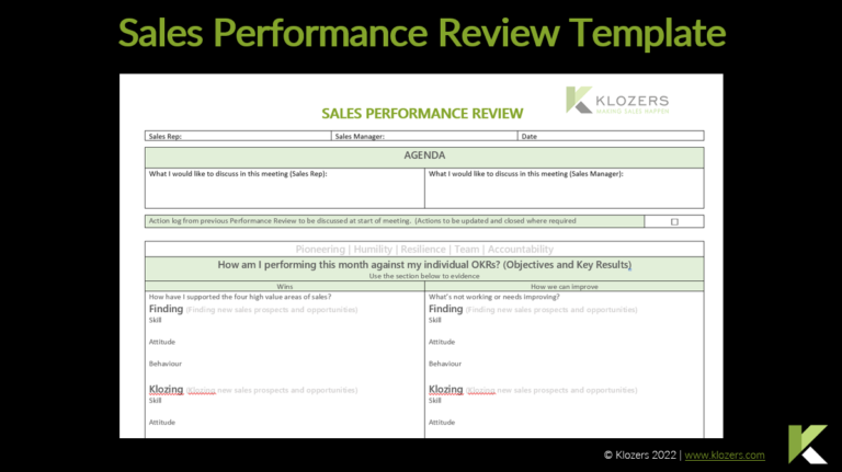 Sales Performance Review Template - Klozers